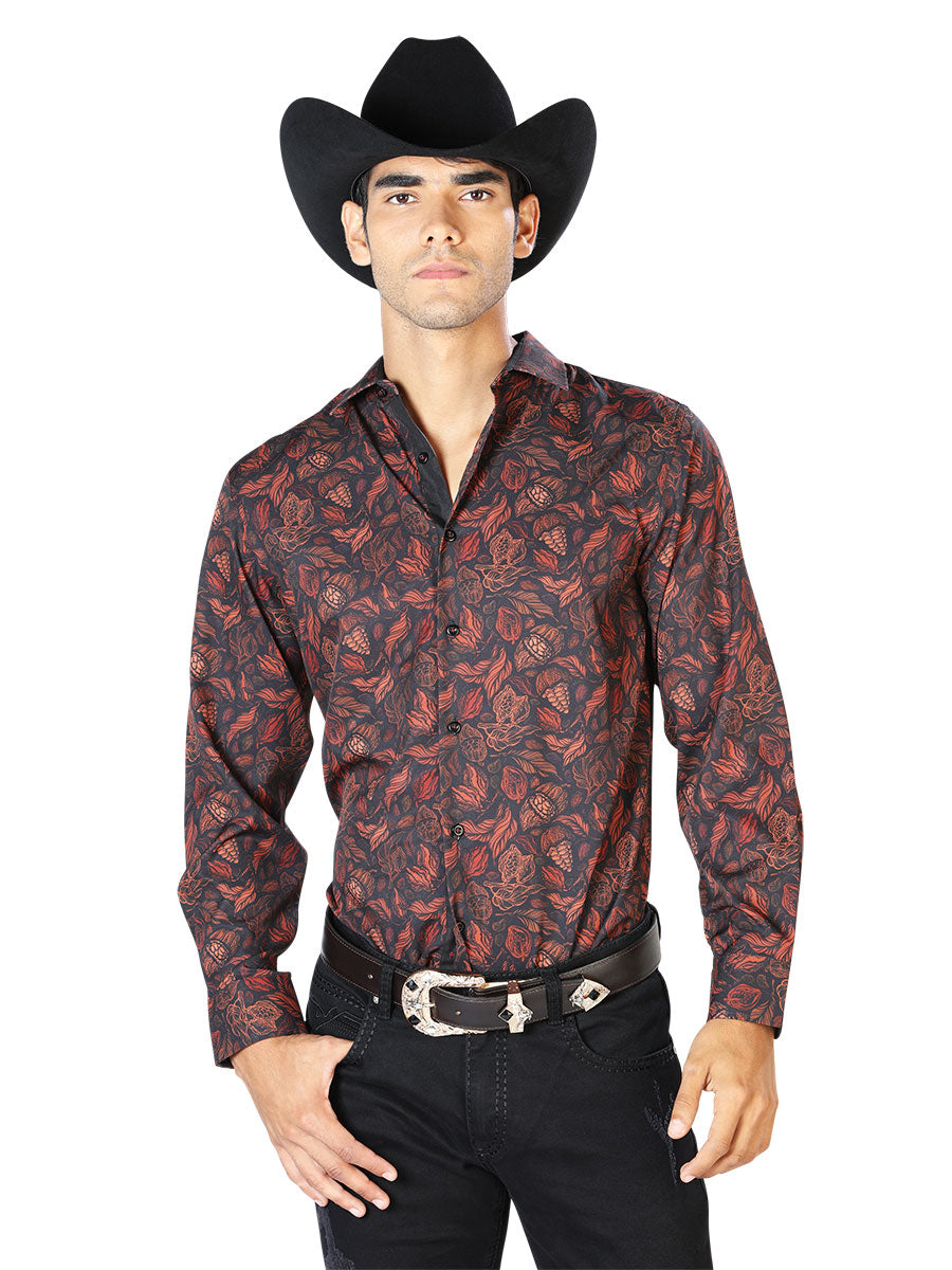 Black And Brick Long Sleeve Shirt 43541