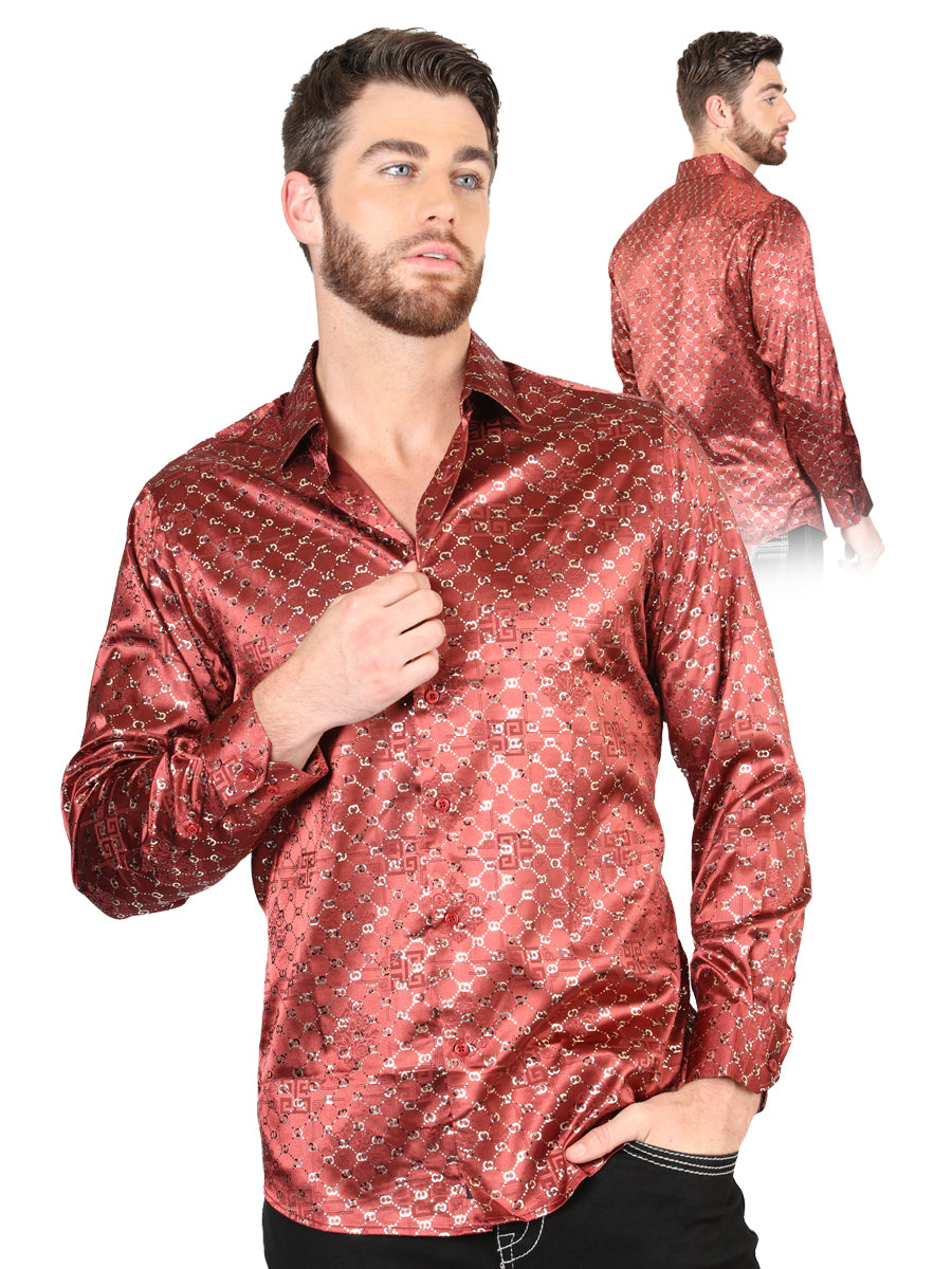 El General Burgundy/Gold Casual Long-Sleeve Shirt 44546