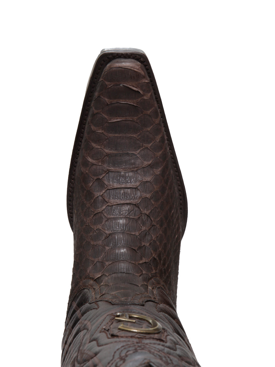 El General Men's Exotic Python Leather Cowboy Boots - Brown 45088