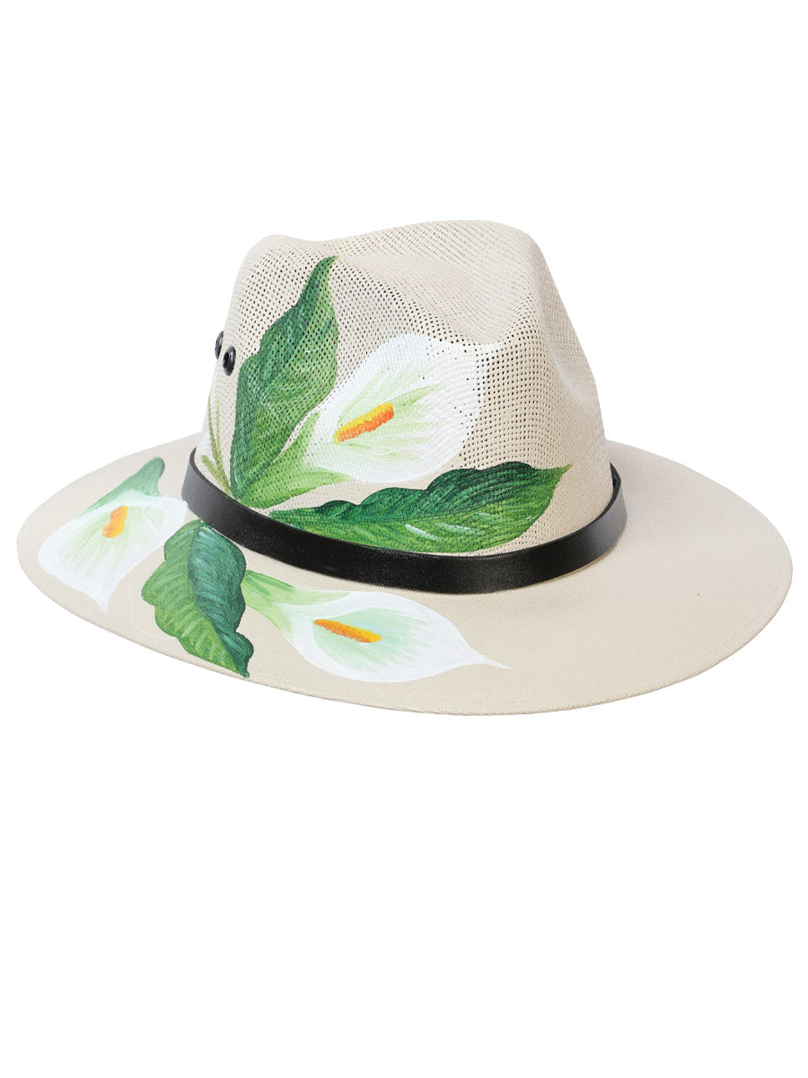 Artisanal Hand Painted Hat 100% Palm Natural 602406