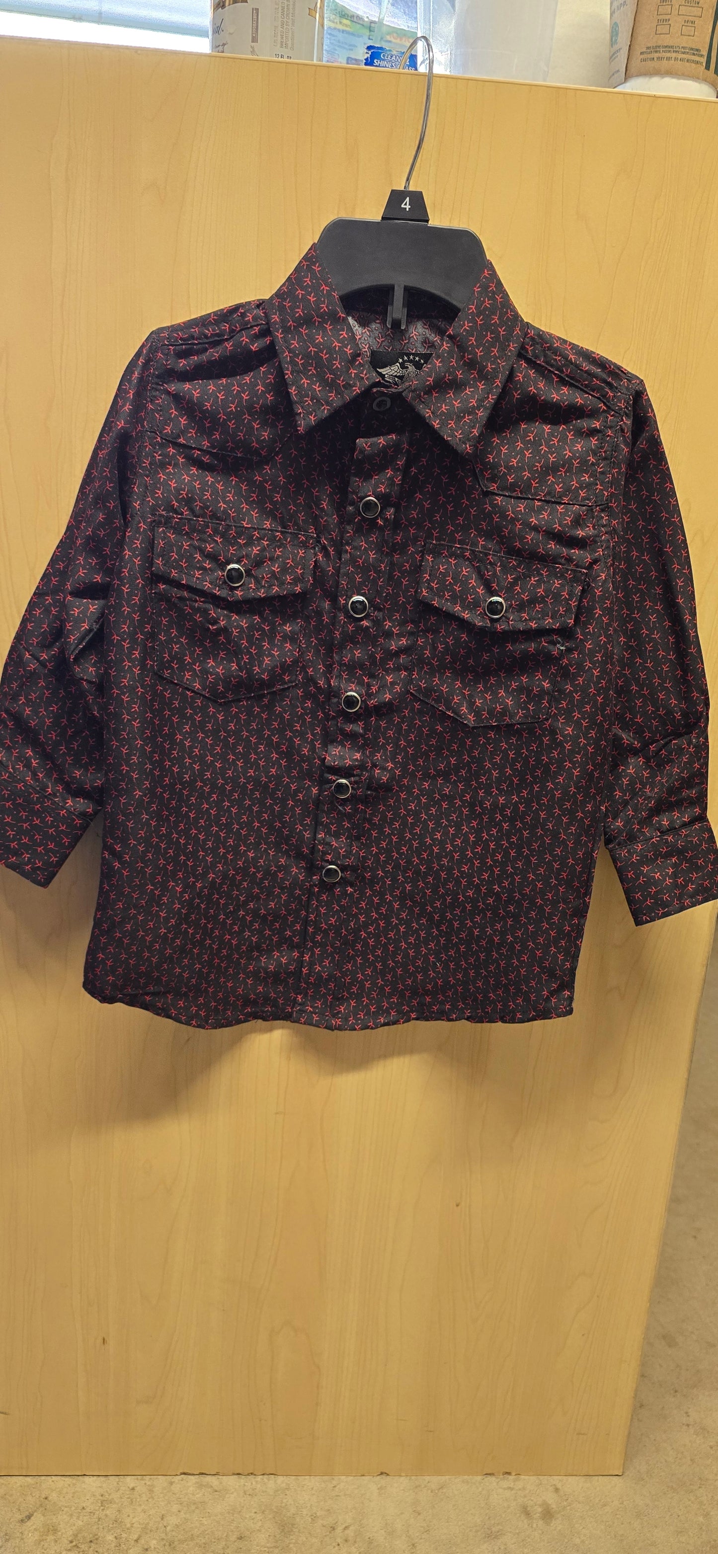 Kids Long Sleeve Shirt - Black/Red