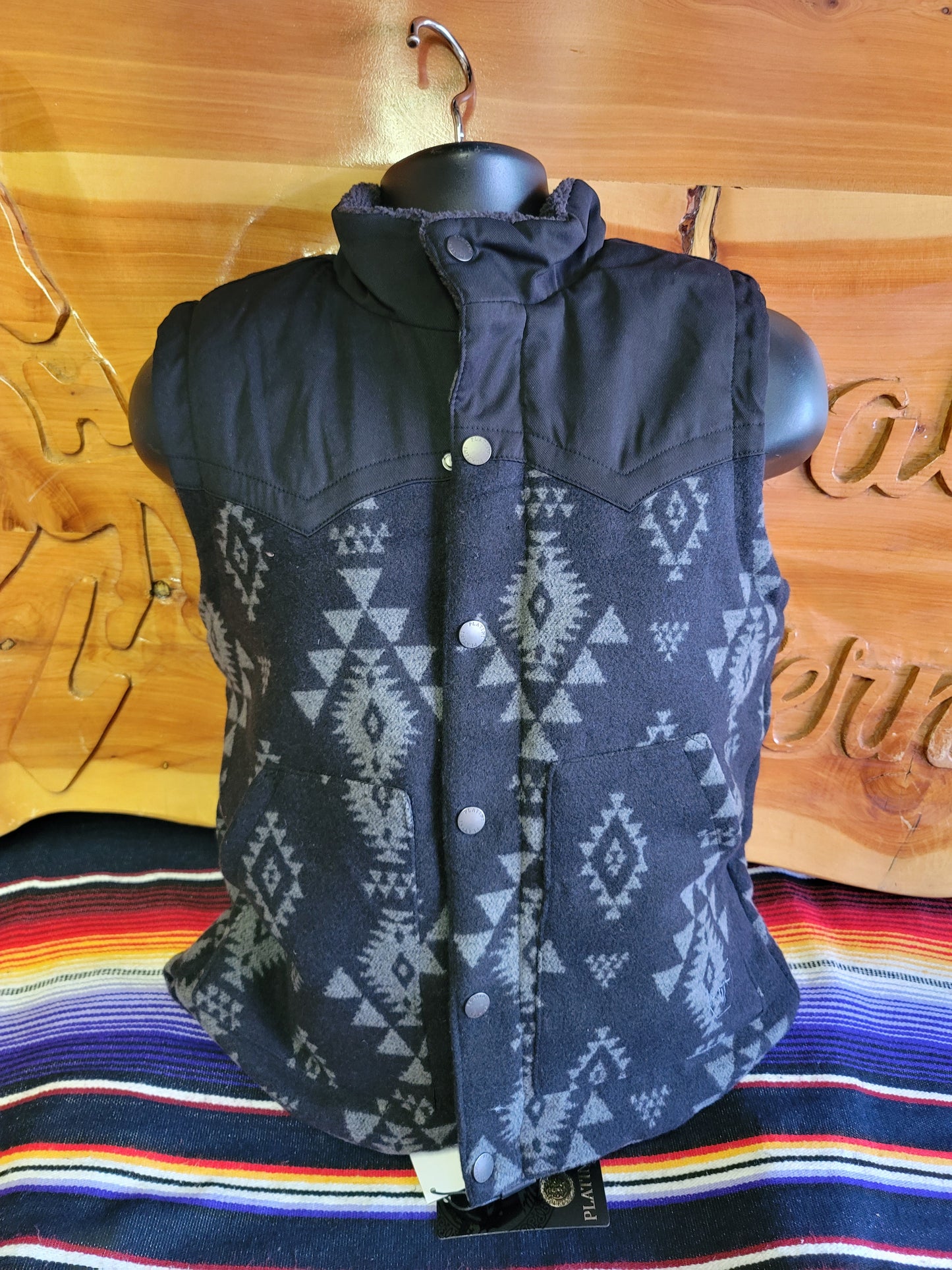 Men's Aztec Vest - Black/Charcoal
