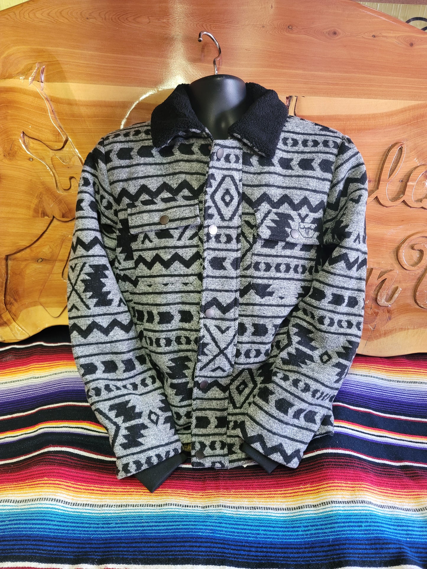 Aztec Print Jacket - Black/White