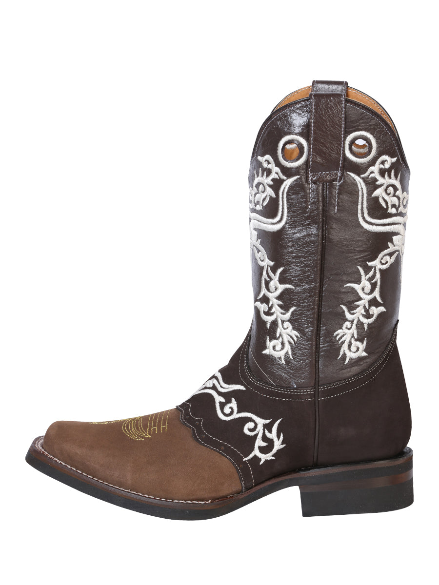 El General Rodeo Boot - Crazy  Brown/Dark Brown with Embroidery  34311