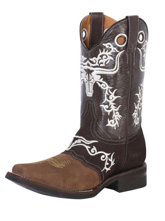 El General Rodeo Boot - Crazy  Brown/Dark Brown with Embroidery  34311