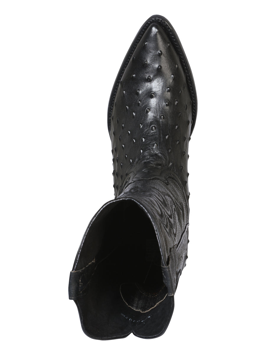 El Señor de los Cielos Men’s Western Boots - Imitation Ostrich  Leather - Black 40836