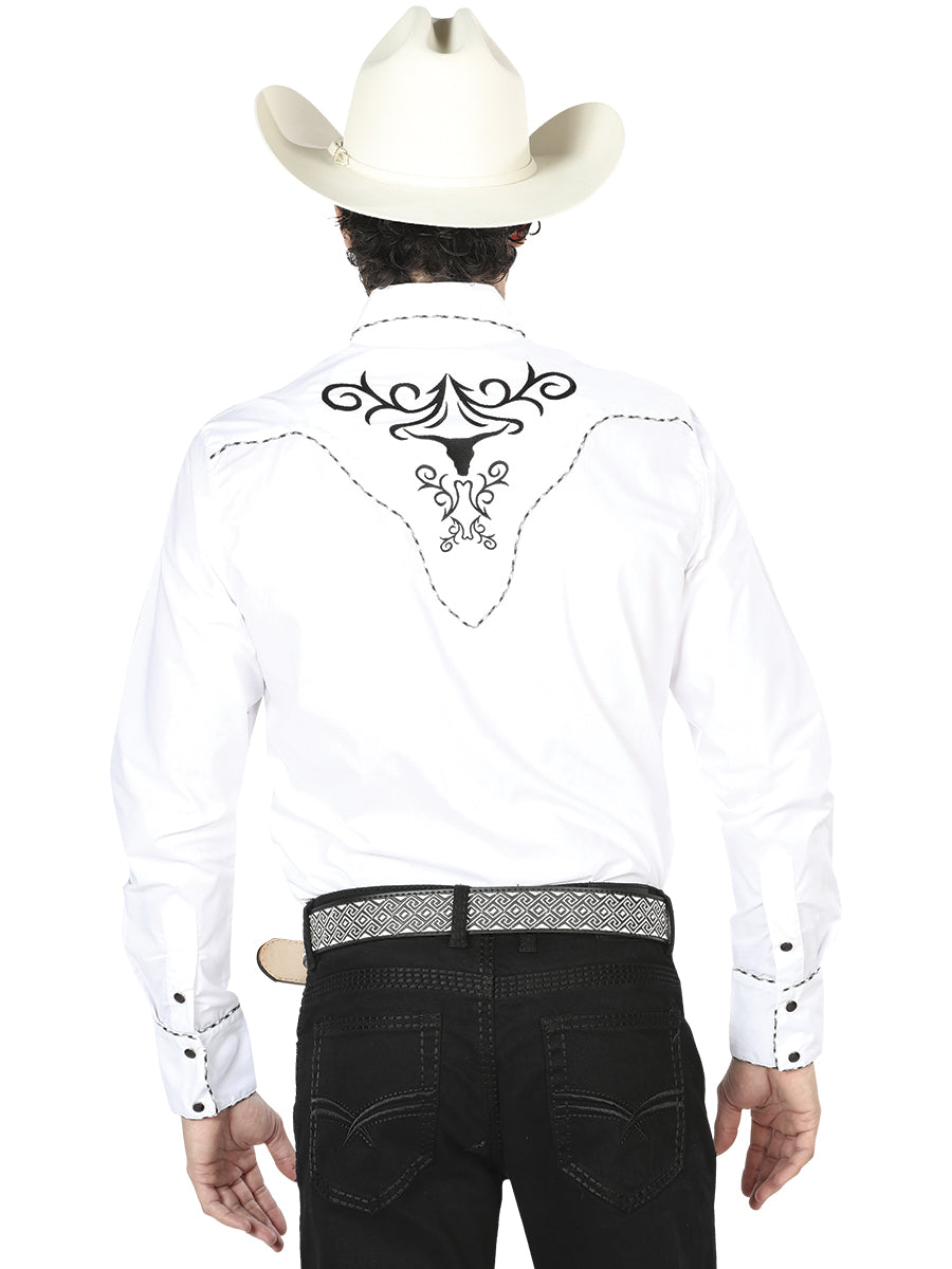 El General Embroidery Western Shirt White/Black 41004