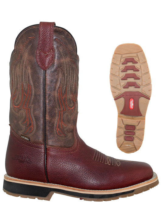 Establo Men’s Rodeo Boot - Bovine Grizzly Leather in Shedron  41541