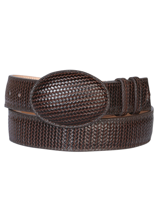 El General Men’s Western Belt Cigar Embossed Woven Leather  41898