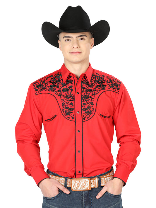 El Señor de los Cielos Embroidery Shirt Red/Black 43298