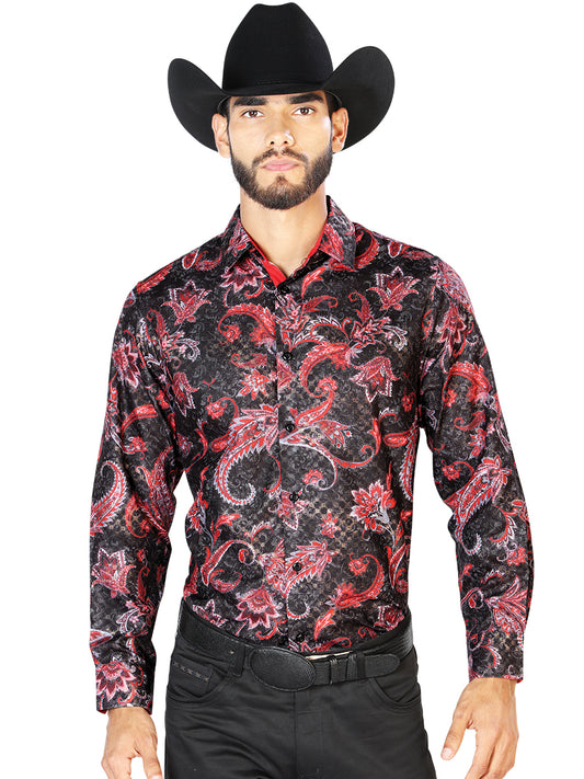 Black Red Casual Long Sleeve Shirt 43804