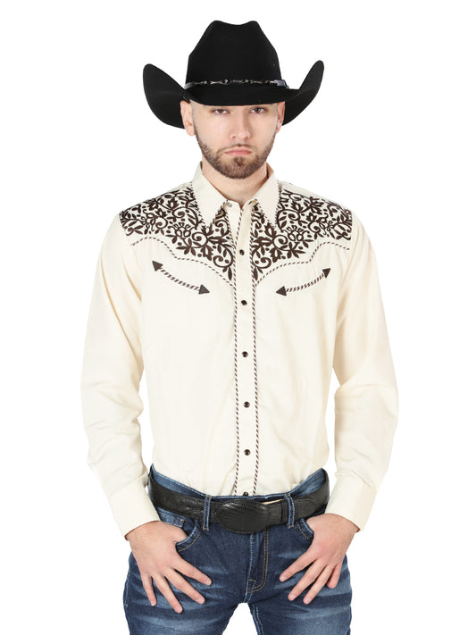 El General Embroidery Western Shirt Beige/Black 44193