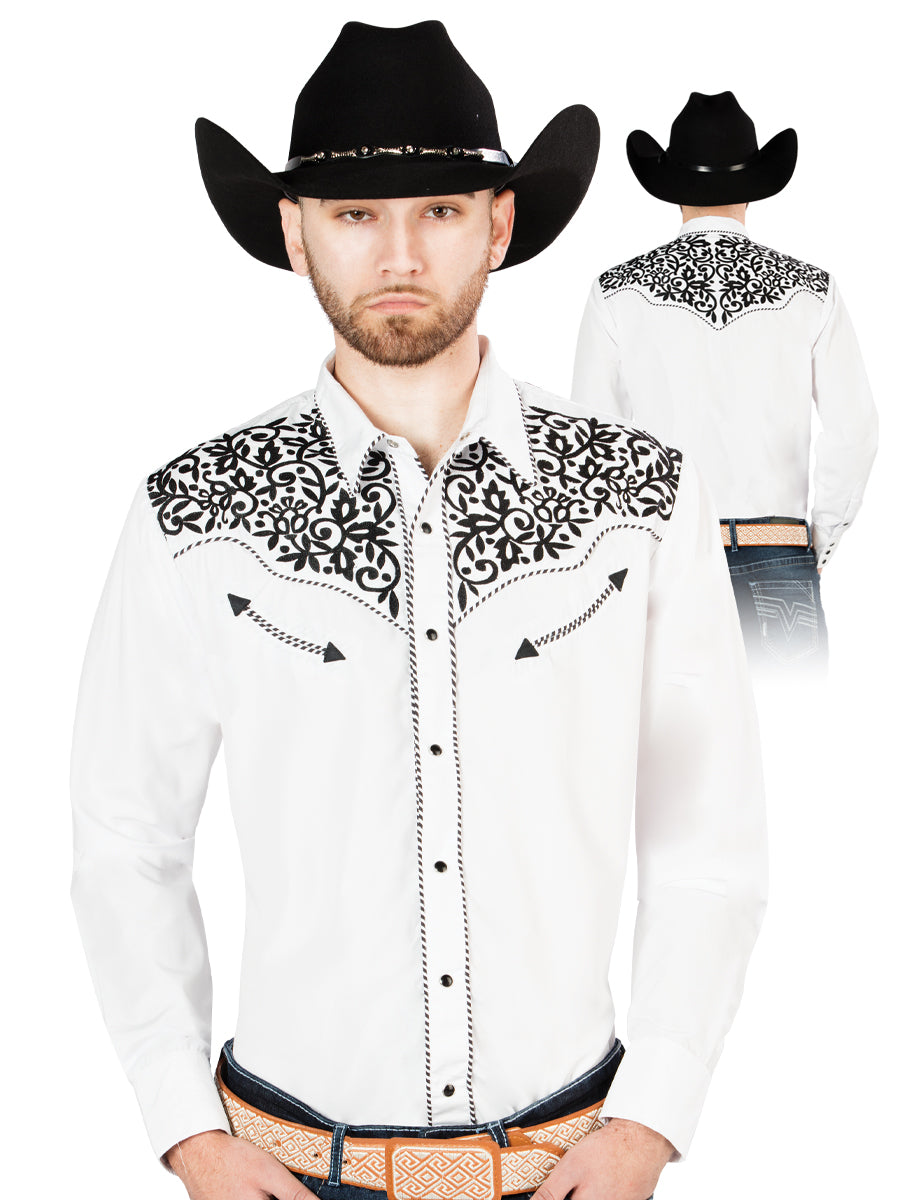El General Embroidery Western Shirt White/Black 44194