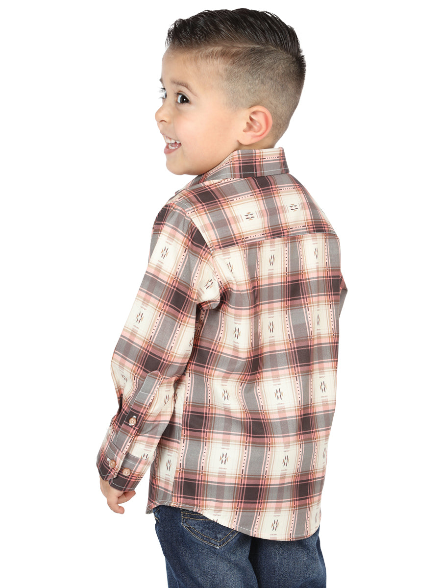 El General Orange/Beige Casual Long-Sleeve Shirt 44733