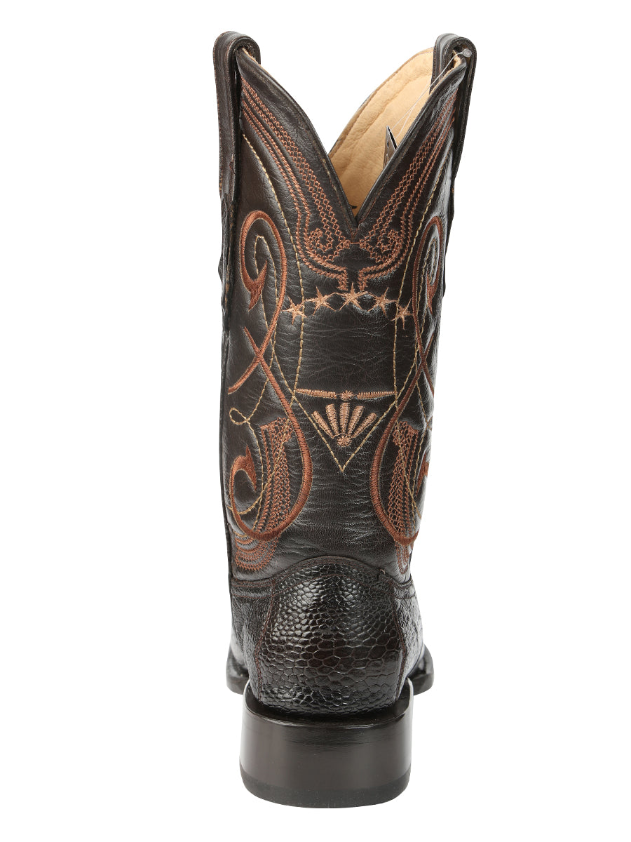 El General Men's Exotic Ostrich Leg Cowboy Boots - Brown 45068