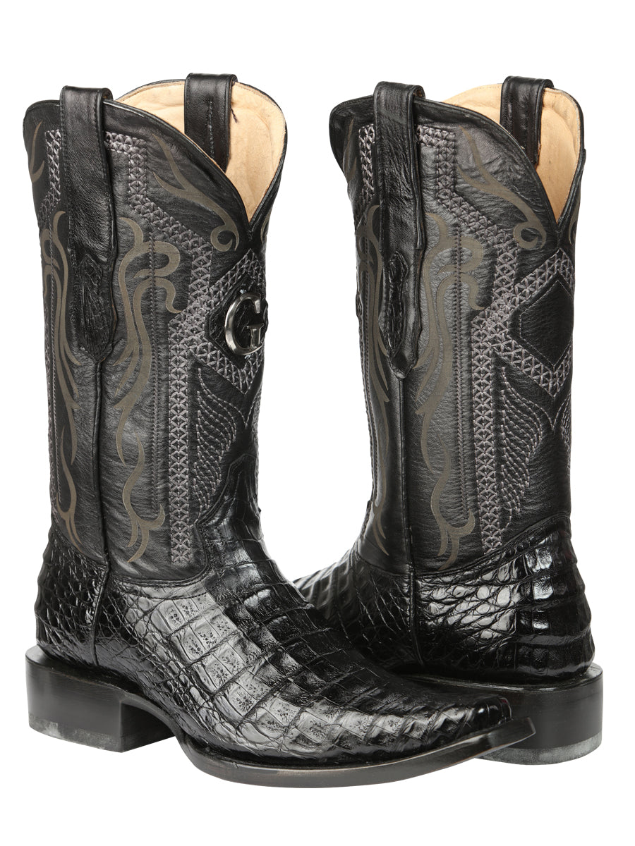 El General Men's Exotic Caiman Belly Cowboy Boots - Black 45078