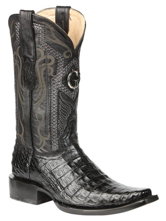 El General Men's Exotic Caiman Belly Cowboy Boots - Black 45078