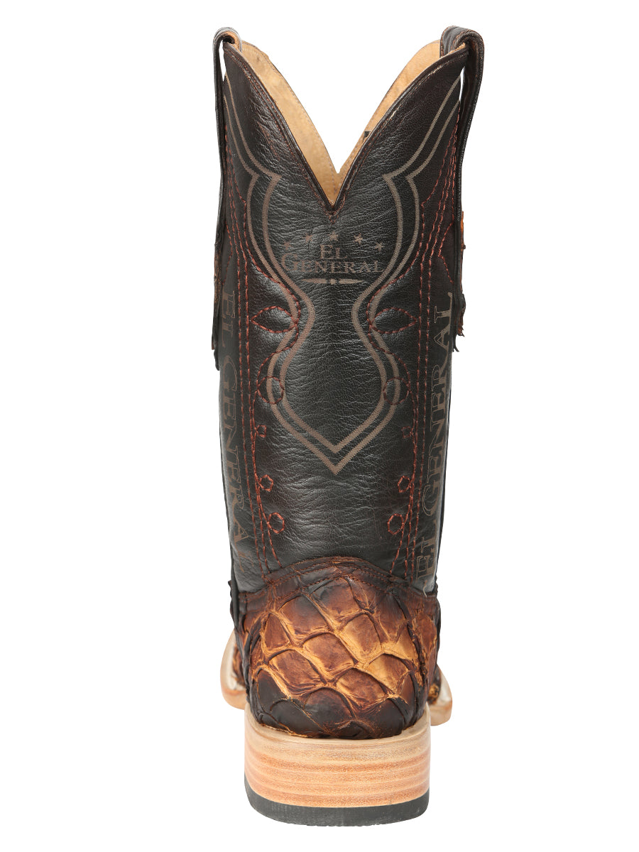 El General Men's Exotic Monster Fish Rodeo Cowboy Boots - Cognac  45085