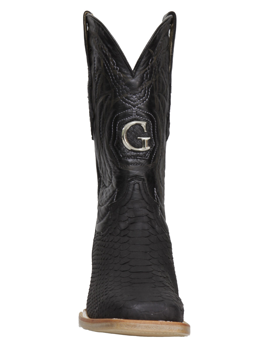 El General Men's Exotic Python Rodeo Boots - Black 45089