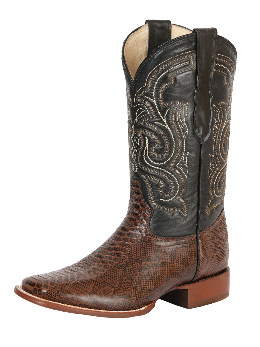 El General Men’s Python Imitation Rodeo Boots - Brown 45437