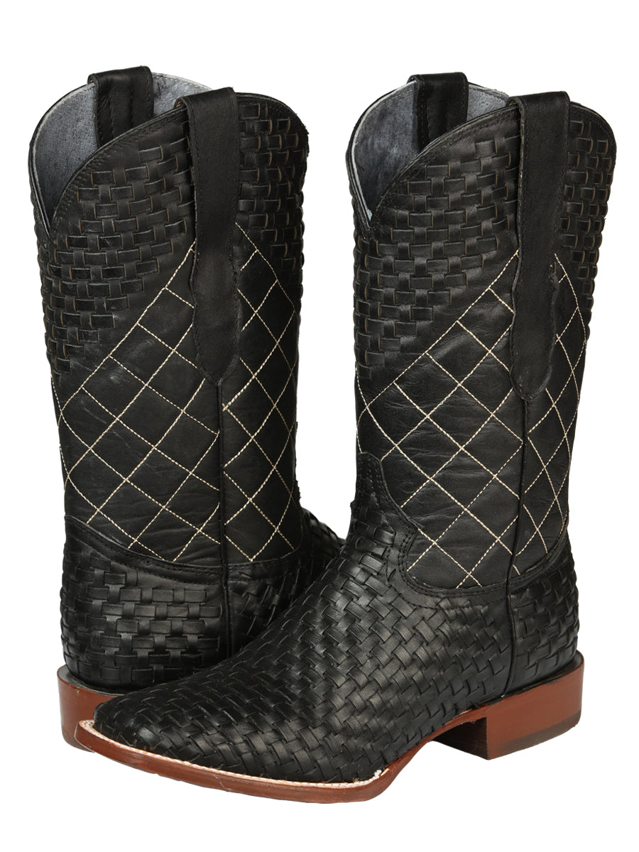 El General Men's Rodeo Boots Petatillo Leather - Black 45438