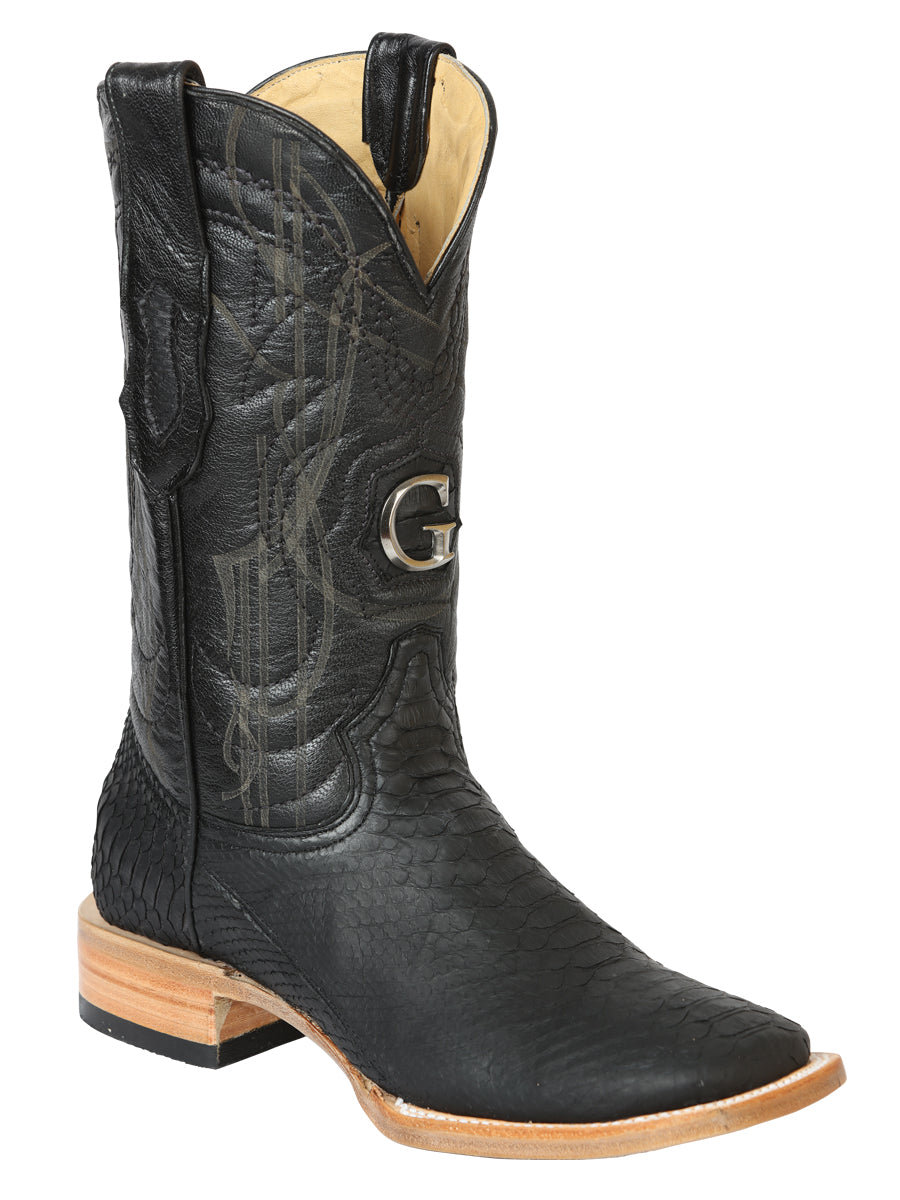 El General Men's Exotic Python Rodeo Boots - Black 45503