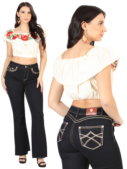 Centenario Women's Medium Blue Bootcut Denim Jeans 45544