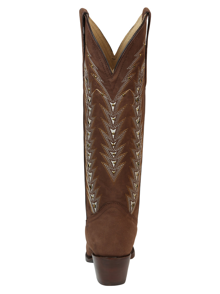 El General Women’s Embroidered Western Boots - Brown 45788