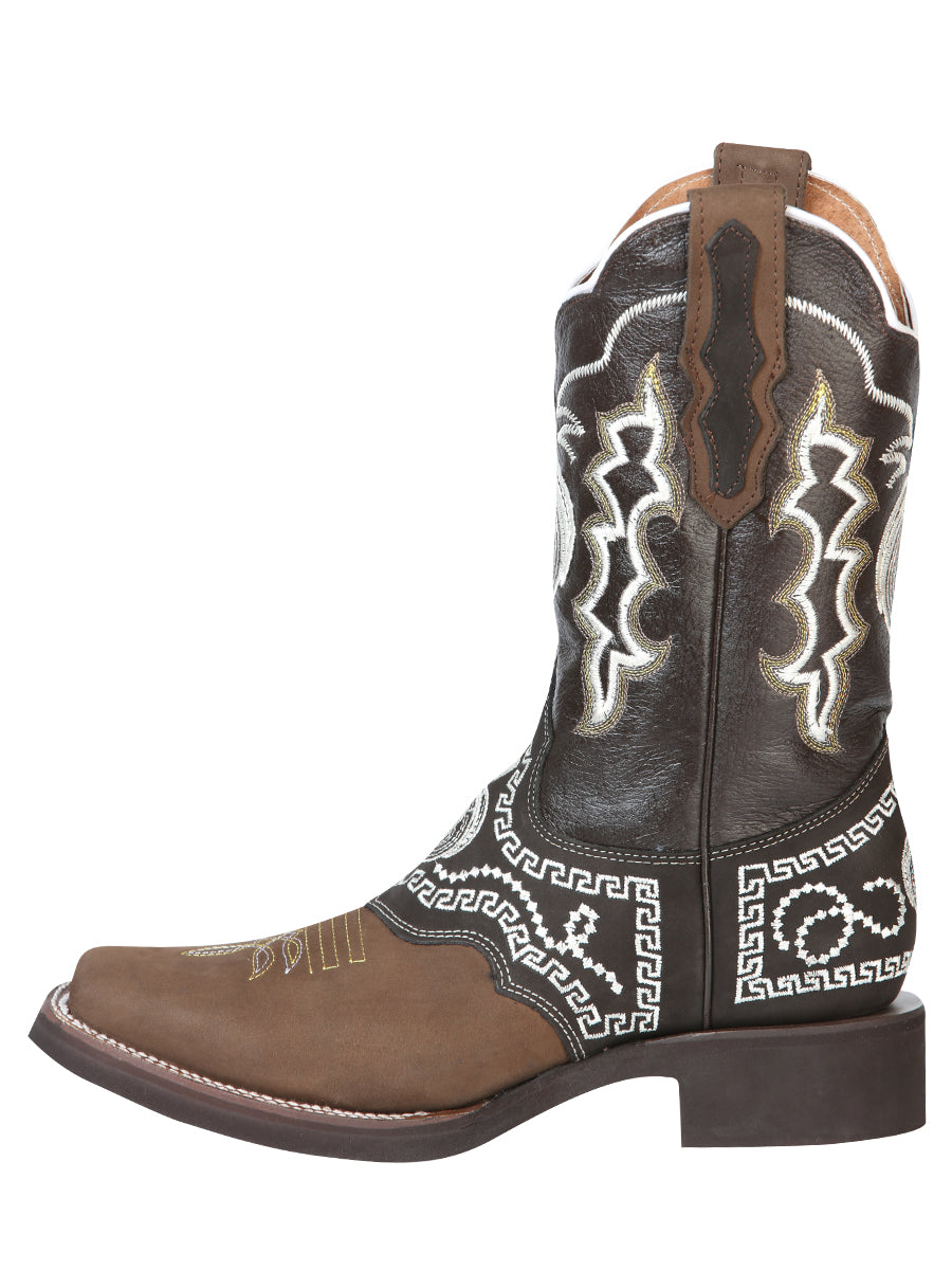 El General Rodeo Boot - Nobuck Dark Brown with Embroidery  51117