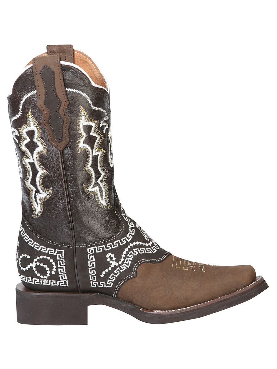 El General Rodeo Boot - Nobuck Dark Brown with Embroidery  51117