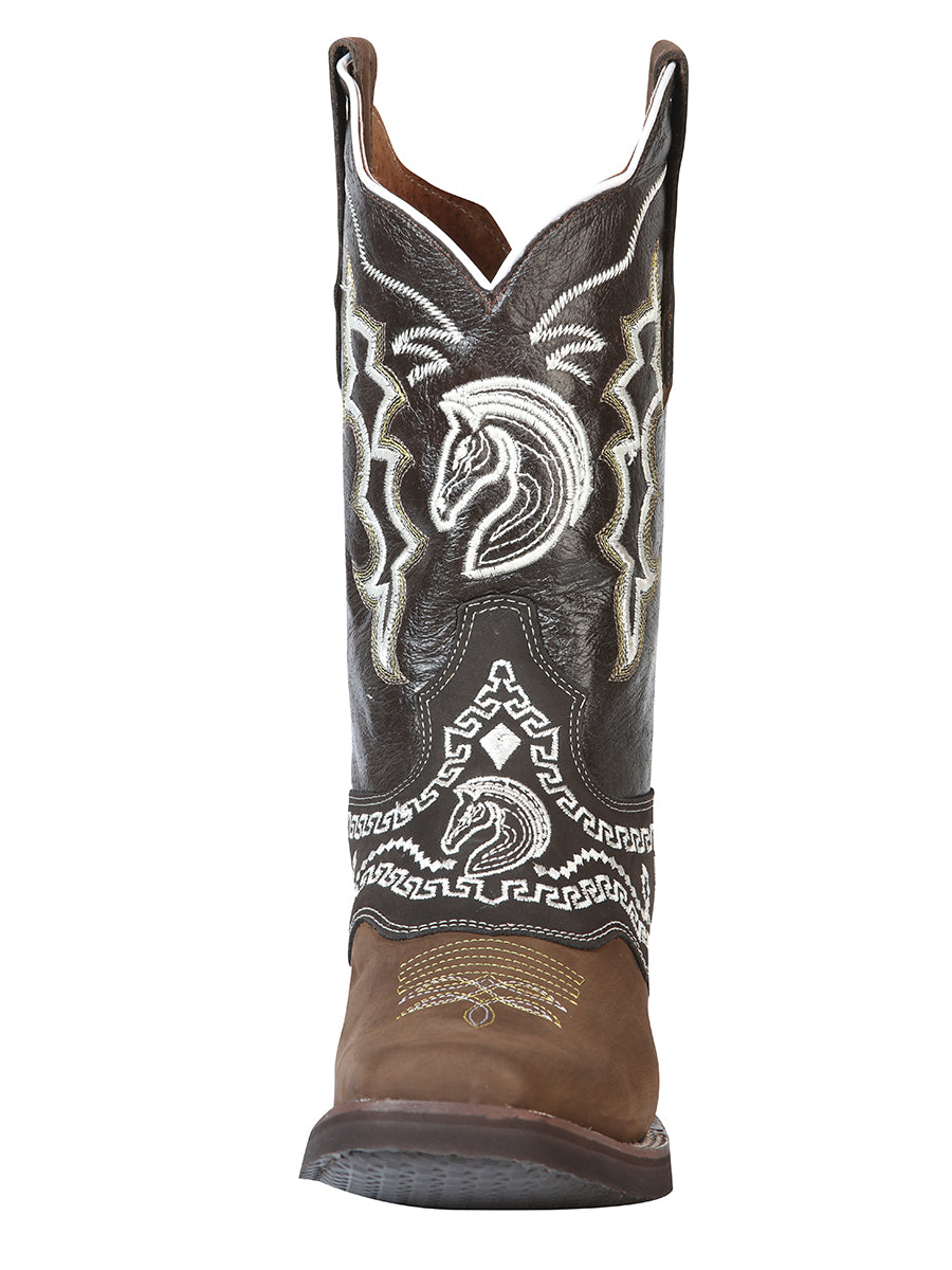 El General Rodeo Boot - Nobuck Dark Brown with Embroidery  51117