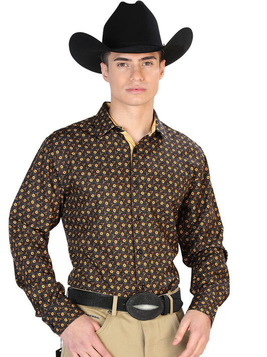 Black And Brown Casual Long Sleeve Western Cowboy Shirt  126262
