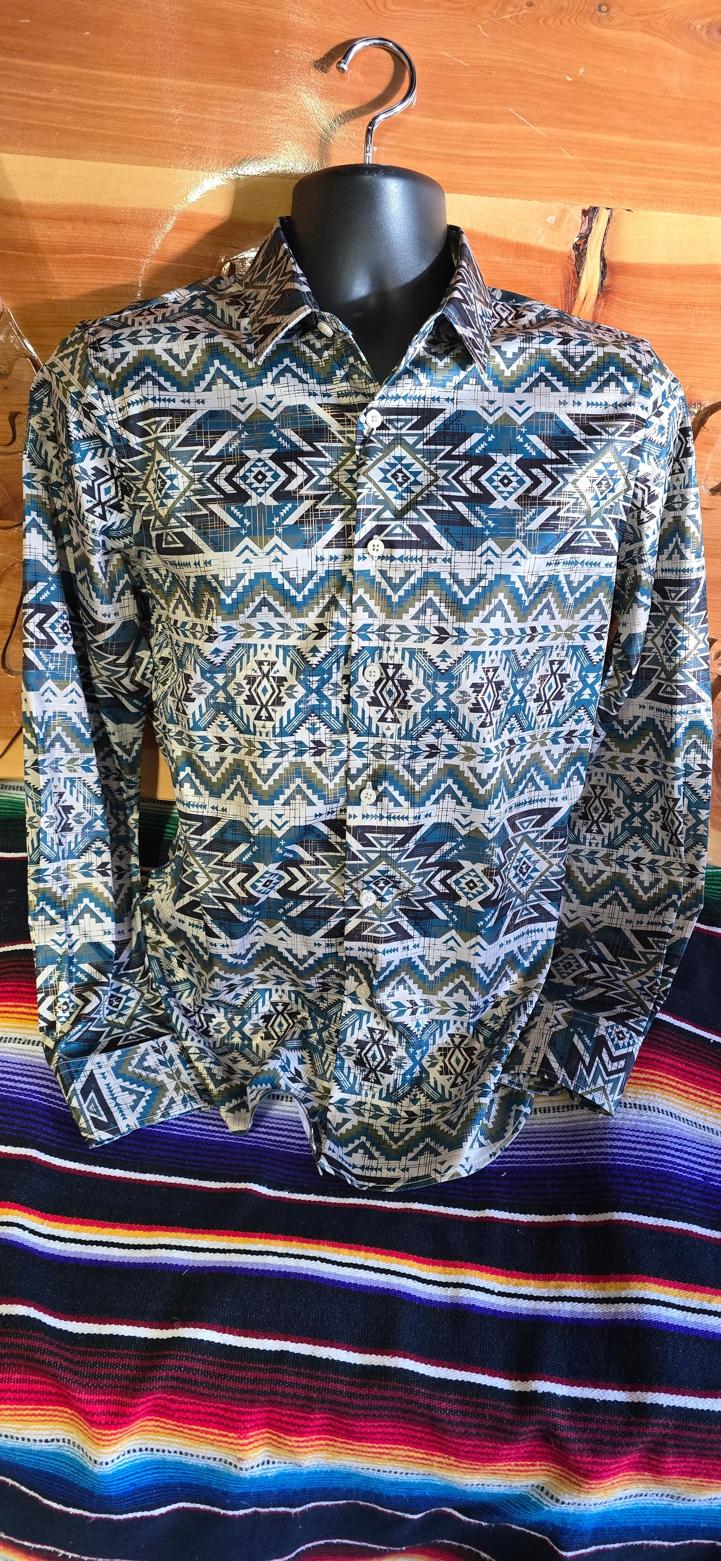 Men's Aztec Modern Fit Foiled Shirt - Beige