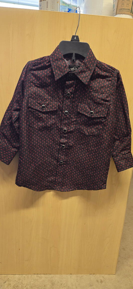 Kids Long Sleeve Shirt - Black/Red