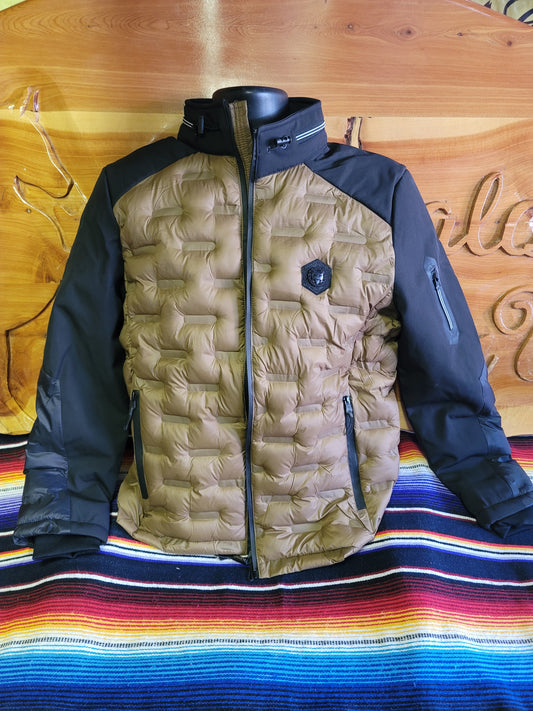 Men's Hooded Quilted Puffer Jacket - Camel